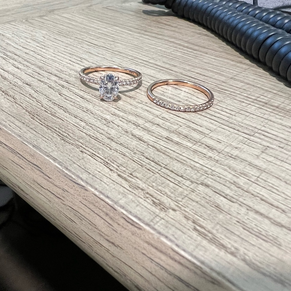 Moissanite and lab diamond wedding set
